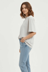 Kadın Basic Oversize Kısa Kollu T-Shirt- Taş