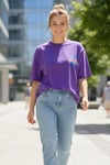 Kadın Basklı Oversize Rahat Kullanıma Uygun T-Shirt-Lila
