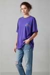 Kadın Basklı Oversize Rahat Kullanıma Uygun T-Shirt-Mor