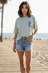 Kadın Basklı Oversize Rahat Kullanıma Uygun T-Shirt-Taş