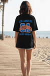 Kadın Basklı Oversize Rahat Kullanıma Uygun T-Shirt-Black