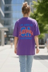 Kadın Basklı Oversize Rahat Kullanıma Uygun T-Shirt-Lila