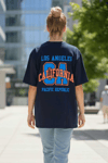 Kadın Basklı Oversize Rahat Kullanıma Uygun T-Shirt-Lacivert