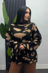 Kadın Batik Desenli Bogazlı Triko Kazak- Black