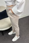 Kadın Beli Lastikli Bilek Boy Pantolon - Bej
