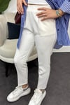 Kadın Beli Lastikli Bilek Boy Pantolon - Beyaz