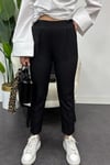 Kadın Beli Lastikli Bilek Boy Pantolon - Siyah