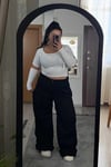 Kadın Büyük Beden Baggy Jean Pantolon- Siyah
