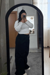 Kadın Büyük Beden Baggy Jean Pantolon- Siyah