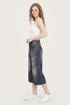 Kadın Denim Bermuda Şort- Koyu Gri