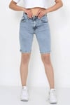 Kadın Denim Likralı Şort- Buz Mavi