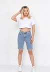 Kadın Denim Likralı Şort- Mavi