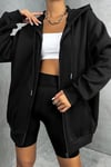Kadın Kapüşonlu Fermuarlı 3 Üç Iplik Polar Oversize Salaş Sweatshirt
