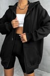 Kadın Kapüşonlu Fermuarlı 3 Üç Iplik Polar Oversize Salaş Sweatshirt