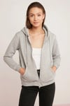 Kadın Kapüşonlu Fermuarlı 3 Üç Iplik Polar Oversize Salaş Sweatshirt