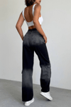 Kadın Kargo Cepli Baggy Jean Pantolon- Siyah Gri