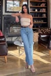 Kadın Kemer Dahil Straight Tansel Kot Pantolon- Kot Mavi