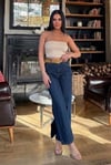 Kadın Kemer Dahil Straight Tansel Kot Pantolon- Lacivert