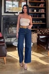 Kadın Kemer Dahil Straight Tansel Kot Pantolon- Lacivert