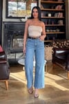 Kadın Kemer Dahil Straight Tansel Kot Pantolon- Kot Mavi