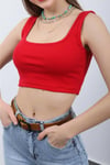 Kadın Kırmızı Ip Askılı Crop Top Büstiyer