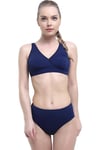 Kadın Lacivert Düz Kruvaze Bikini Takımı