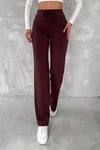 Kadın Modal Kumas Fitilli Sardonlu Kıslık Pantolon-Bordo