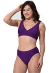 Kadın Mor Düz Kruvaze Bikini Takımı