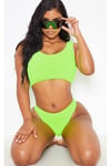 Kadın Neon Yeşili Yüksek Belli Özel Bikini Takımı