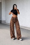 Kadın Palazzo Jean Pantolon- Leopar
