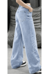 Kadın Retro Jean Pantolon- Açık Mavi