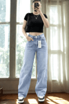 Kadın Retro Jean Pantolon- Açık Mavi