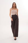 Kadın Retro Jean Pantolon- Kahverengi