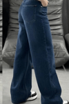 Kadın Retro Jean Pantolon- Kot Mavi