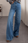 Kadın Retro Jean Pantolon- Mavi