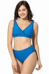 Kadın Saks Düz Kruvaze Bikini Takımı