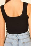Kadın Siyah Askılı Kaşkorse U Yaka Crop Top Büstiyer Bluz