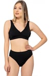 Kadın Siyah Düz Kruvaze Bikini Takımı