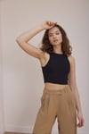 Kadın Siyah Halter Yaka Fitilli Crop