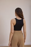 Kadın Siyah Halter Yaka Fitilli Crop