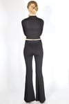 Kadın Siyah Ispanyol Paça Çelik Örme Toparlayıcı Pantalon