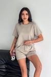 Kadın Şortlu Takım Modal Kumaş Şortlu Takım Tavşan Nakışlı
