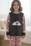 Kız Çocuk Polar Desenli Pijama Takımı - Gri