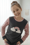 Kız Çocuk Polar Desenli Pijama Takımı - Pembe