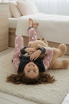 Kız Çocuk Polar Desenli Pijama Takımı - Gri