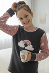 Kız Çocuk Polar Desenli Pijama Takımı - Pembe