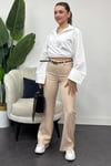Krep Kumaş Klasik Model Pantolon-Bej