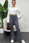 Krep Kumaş Klasik Model Pantolon-Gri