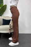 Krep Kumaş Klasik Model Pantolon-Kahverengi