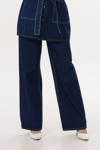 Kuşaklı Ceket- Pantolon Denim Takım- Lacivert